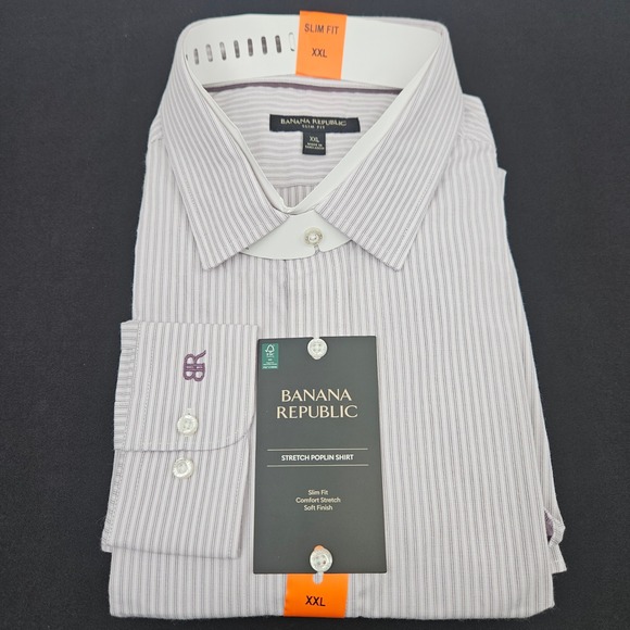 Banana Republic Other - Banana Republic Mens Slim Fit Stretch Poplin Striped Dress Shirt XXL